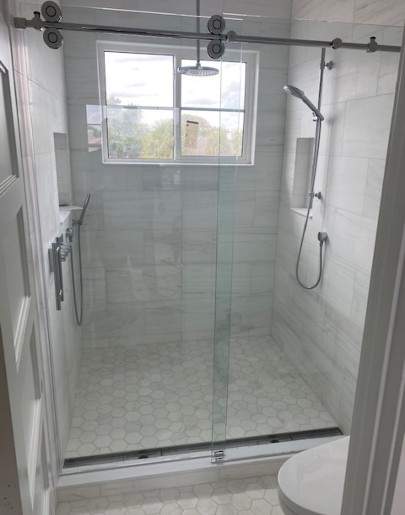 Shower Enclosure with  octagon tile floor