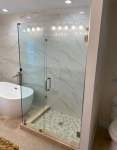 Shower enclosure with bowl shaped tub
